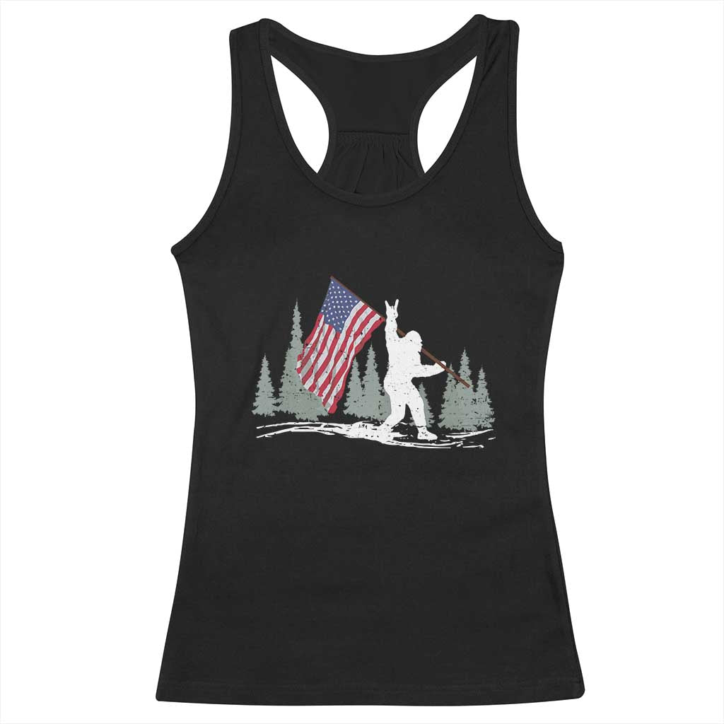 Bigfoot Racerback Tank Top Sasquatch American Flag Patriotic - Wonder Print Shop