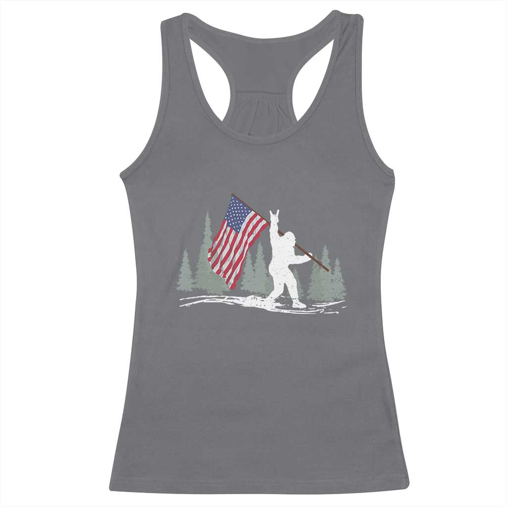 Bigfoot Racerback Tank Top Sasquatch American Flag Patriotic - Wonder Print Shop