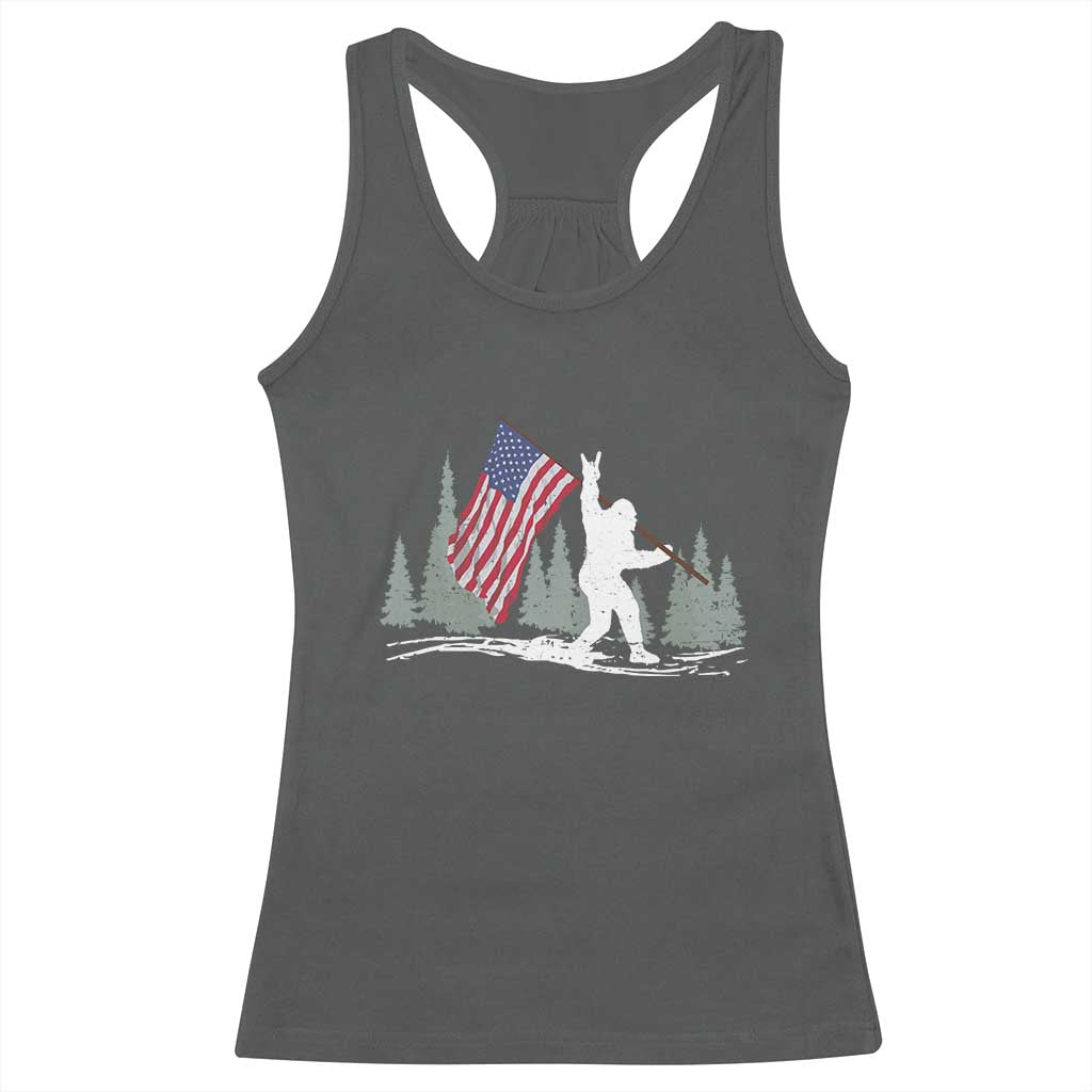 Bigfoot Racerback Tank Top Sasquatch American Flag Patriotic - Wonder Print Shop