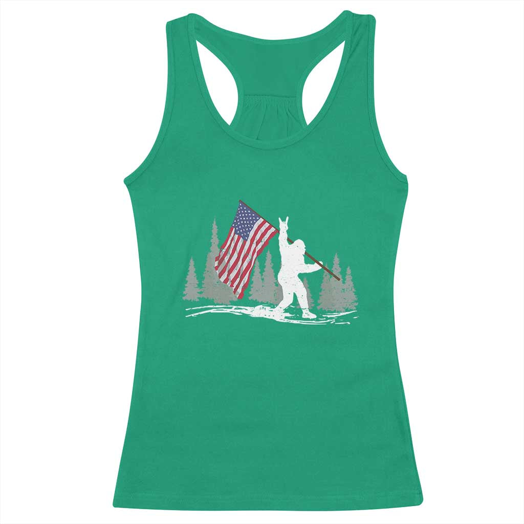 Bigfoot Racerback Tank Top Sasquatch American Flag Patriotic - Wonder Print Shop