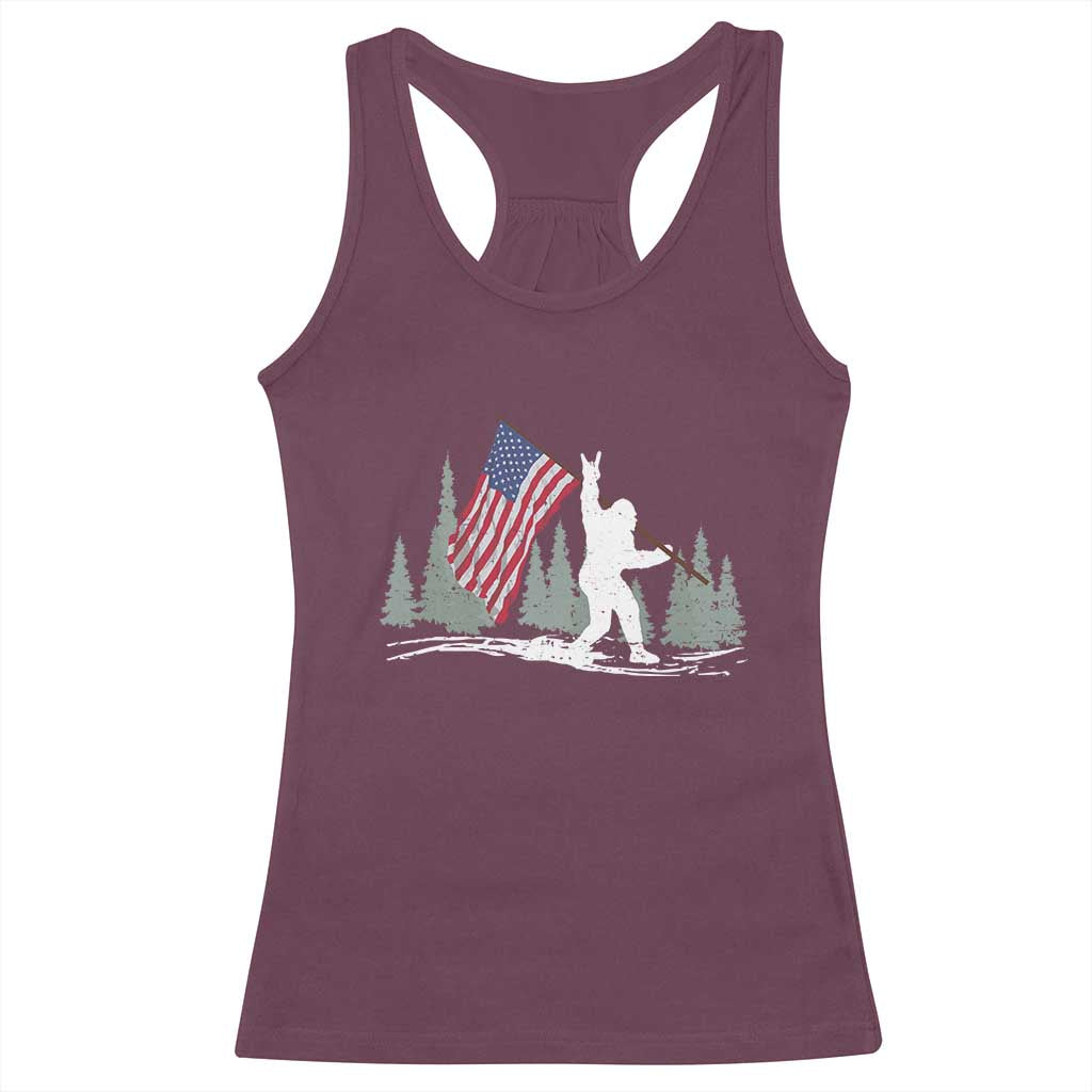 Bigfoot Racerback Tank Top Sasquatch American Flag Patriotic - Wonder Print Shop