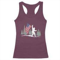 Bigfoot Racerback Tank Top Sasquatch American Flag Patriotic - Wonder Print Shop