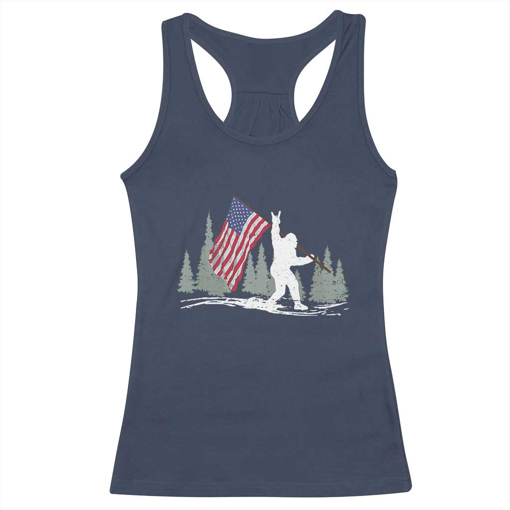 Bigfoot Racerback Tank Top Sasquatch American Flag Patriotic - Wonder Print Shop