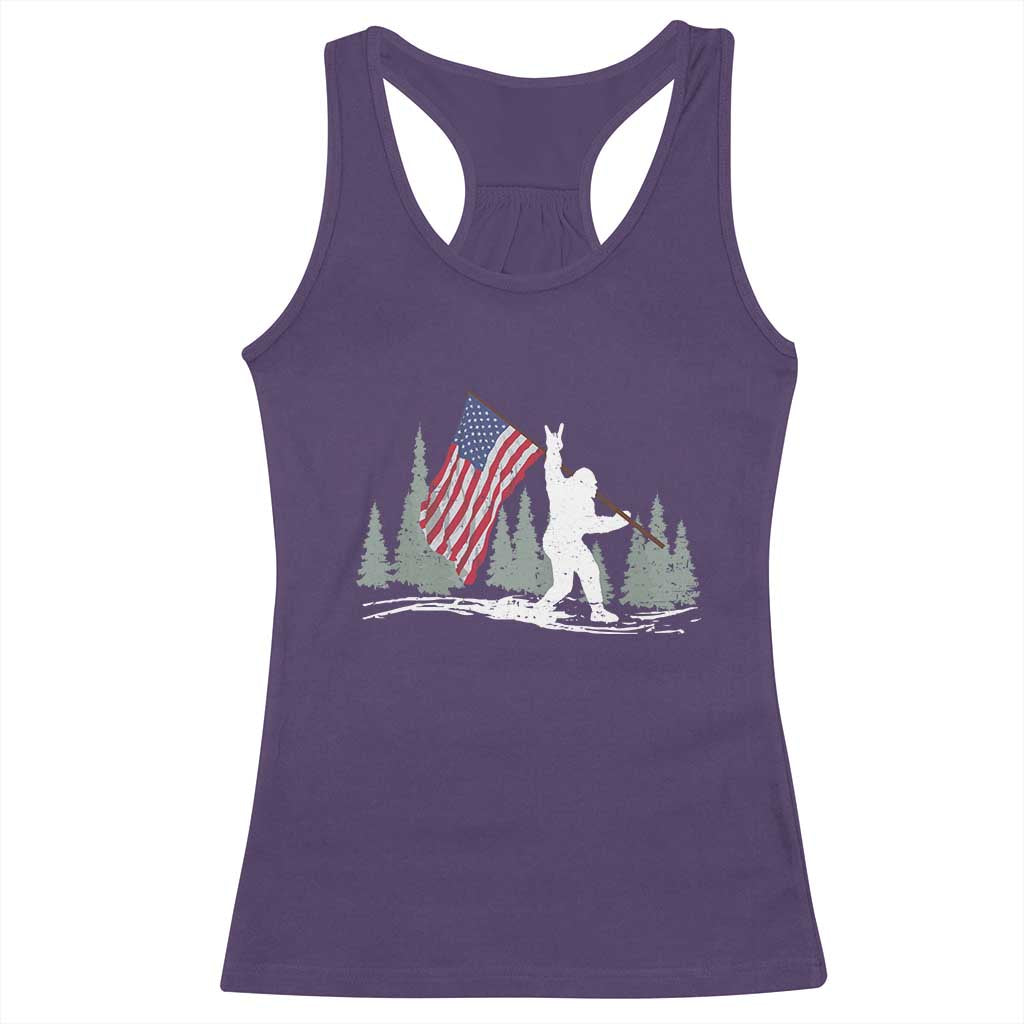 Bigfoot Racerback Tank Top Sasquatch American Flag Patriotic - Wonder Print Shop