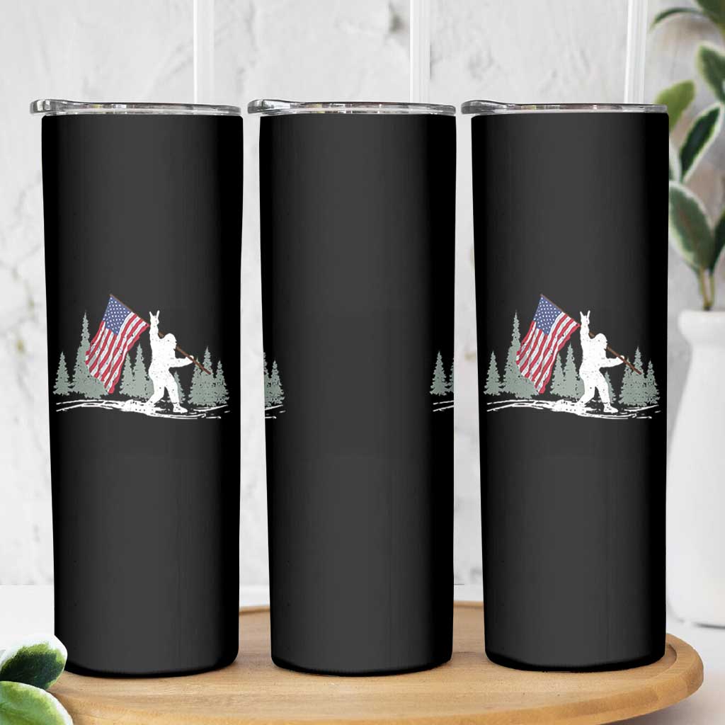 Bigfoot Skinny Tumbler Sasquatch American Flag Patriotic - Wonder Print Shop