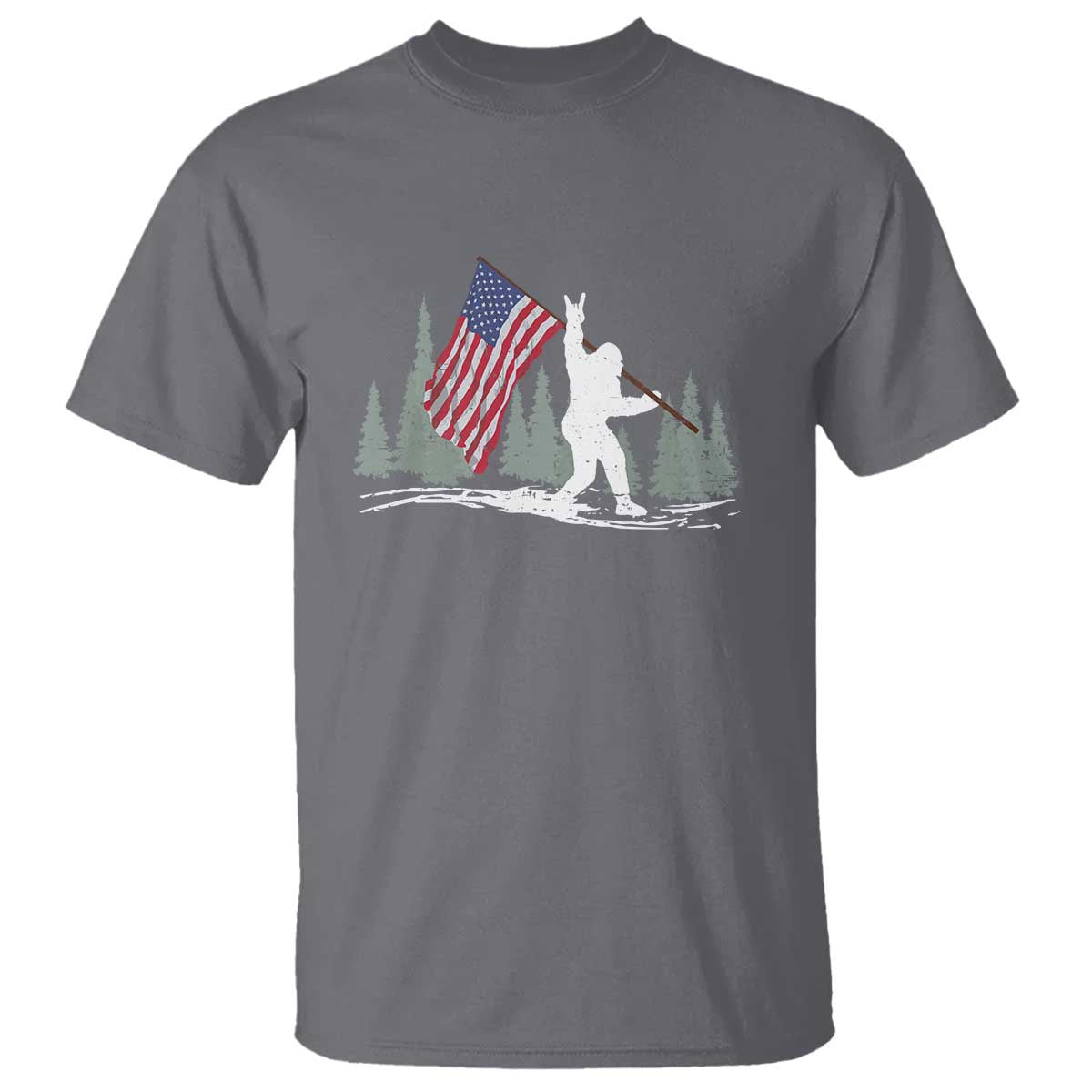 Bigfoot T Shirt Sasquatch American Flag Patriotic - Wonder Print Shop
