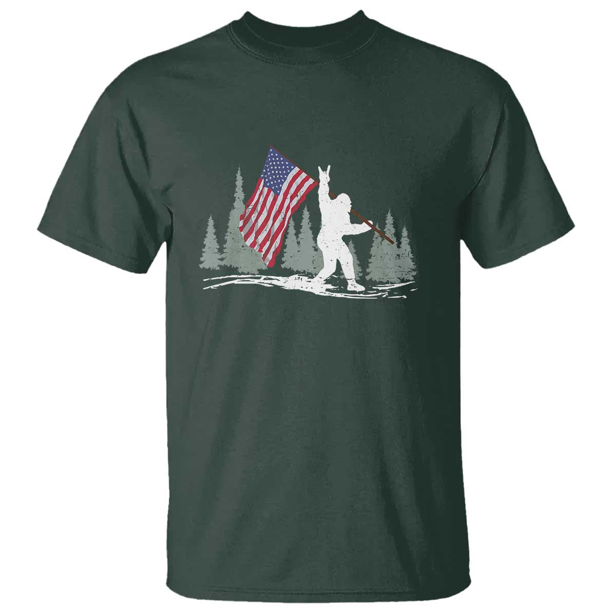 Bigfoot T Shirt Sasquatch American Flag Patriotic - Wonder Print Shop