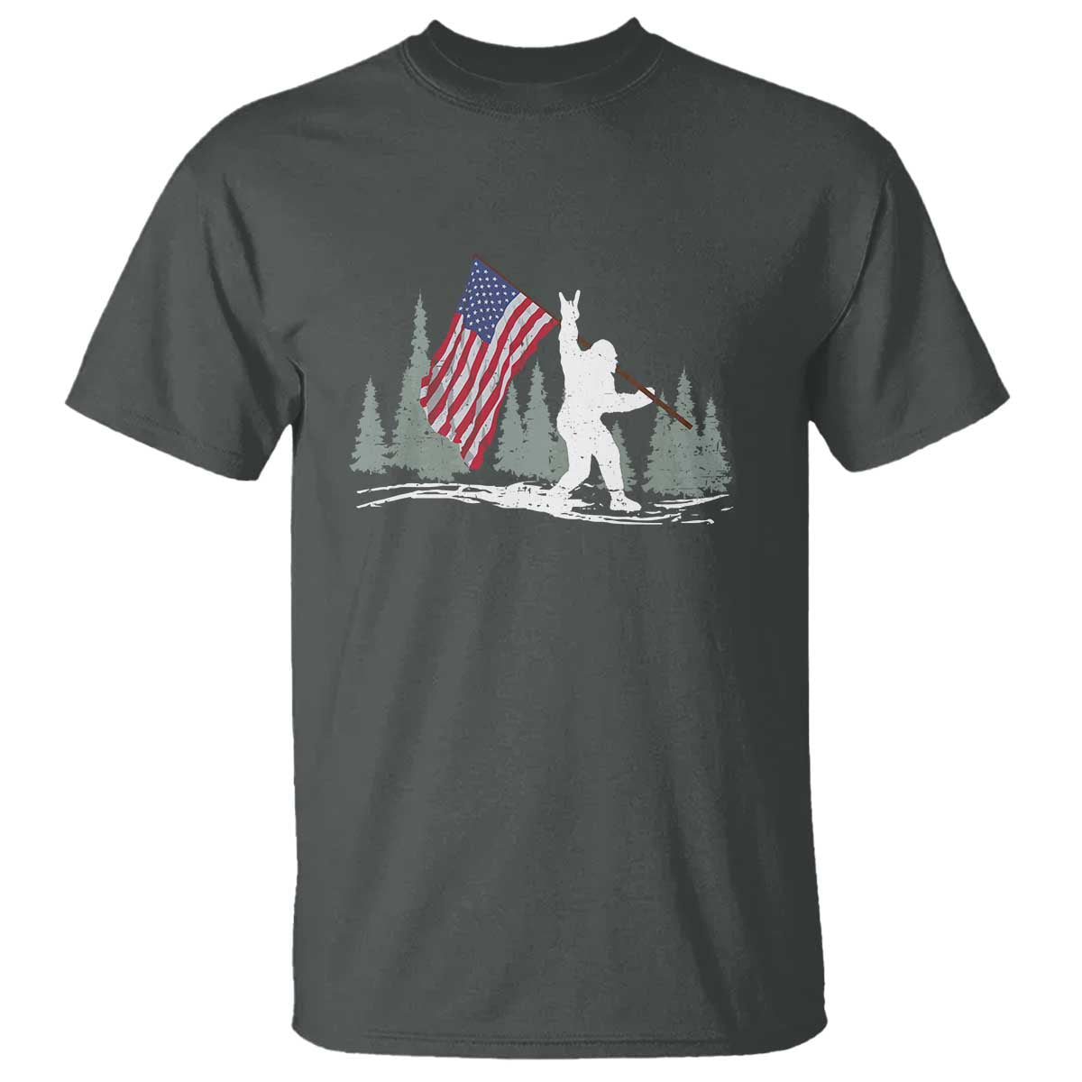 Bigfoot T Shirt Sasquatch American Flag Patriotic - Wonder Print Shop