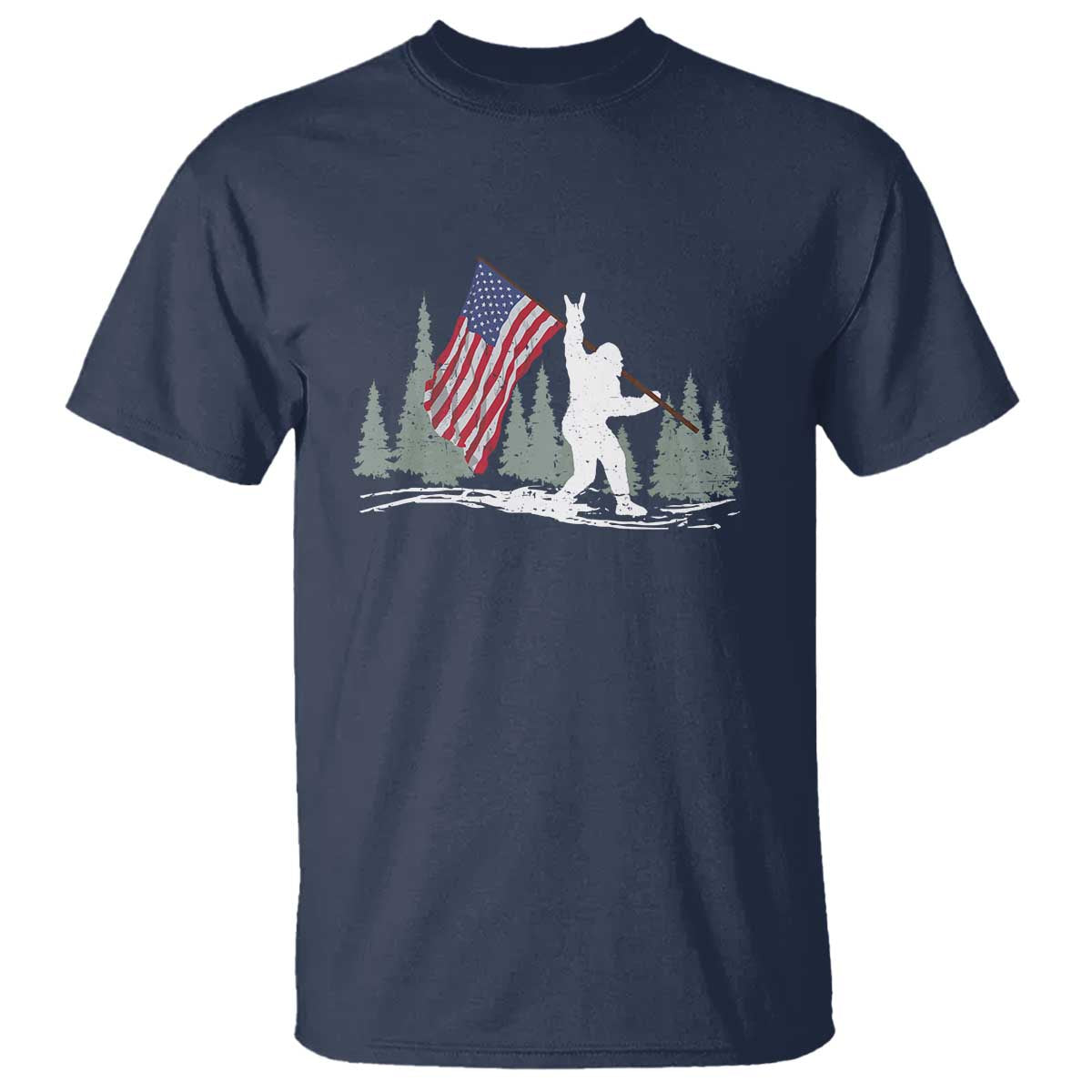 Bigfoot T Shirt Sasquatch American Flag Patriotic - Wonder Print Shop