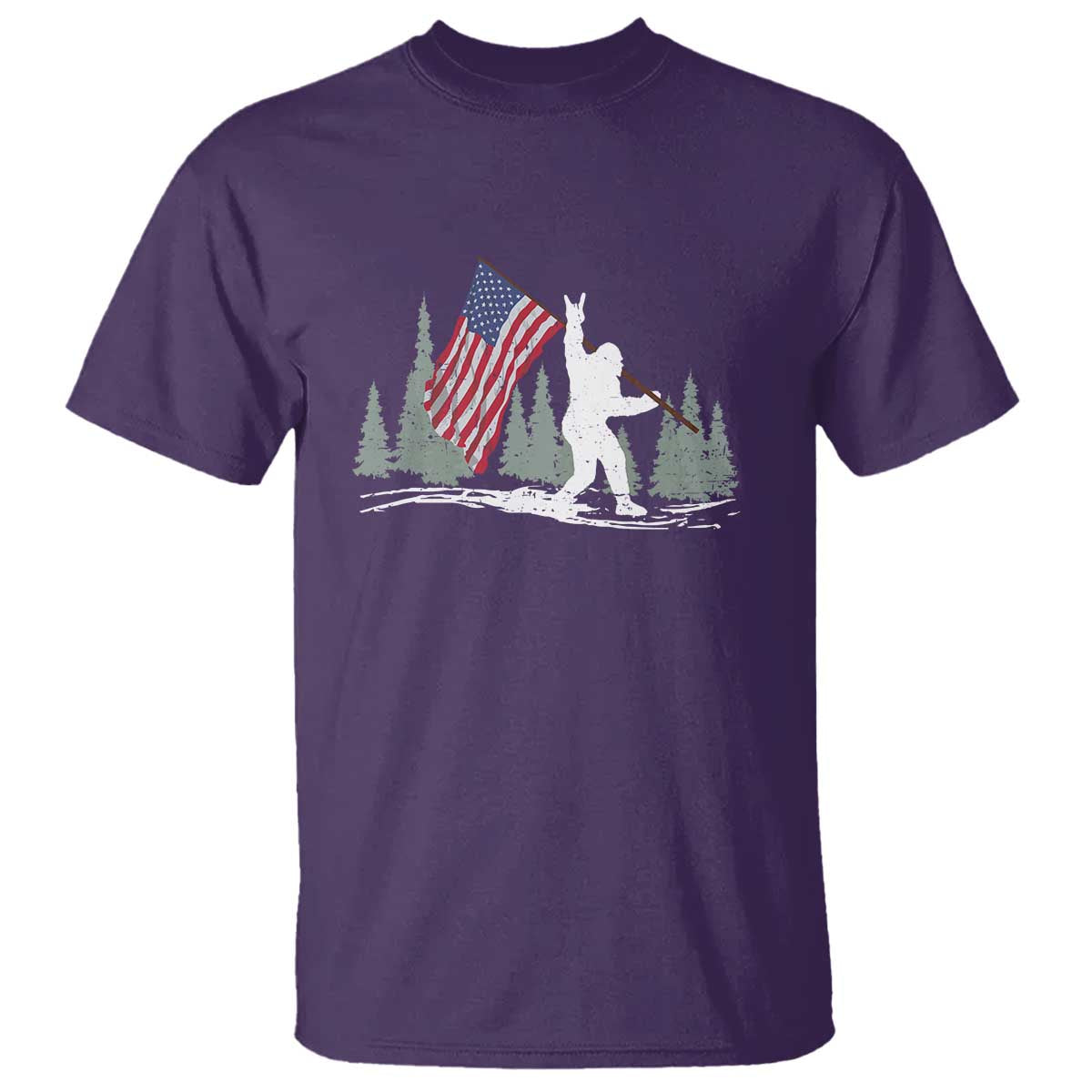 Bigfoot T Shirt Sasquatch American Flag Patriotic - Wonder Print Shop