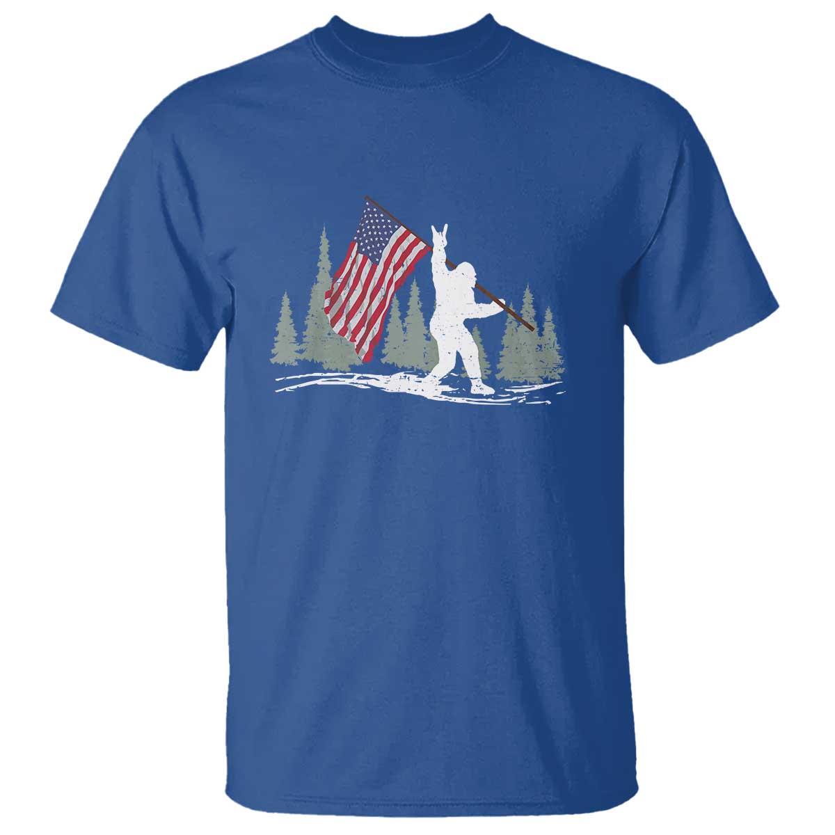 Bigfoot T Shirt Sasquatch American Flag Patriotic - Wonder Print Shop