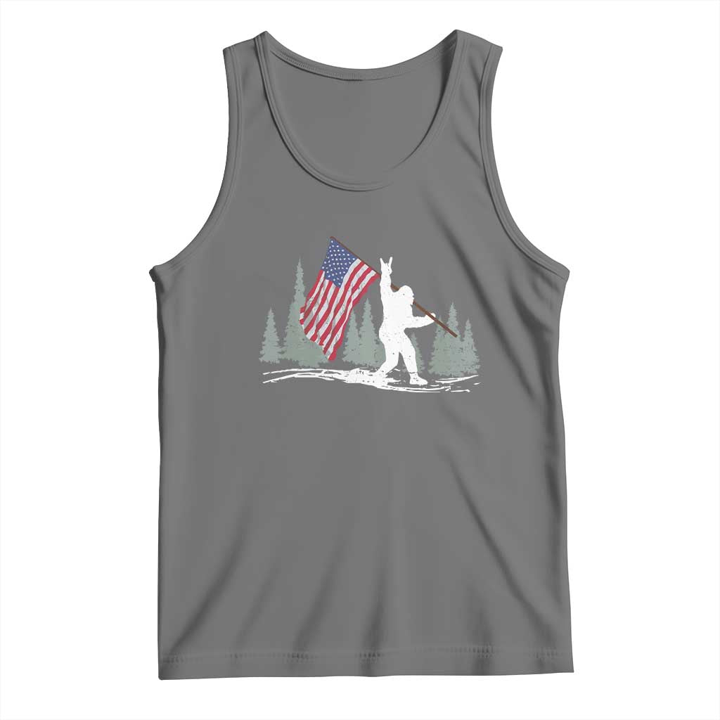 Bigfoot Tank Top Sasquatch American Flag Patriotic - Wonder Print Shop