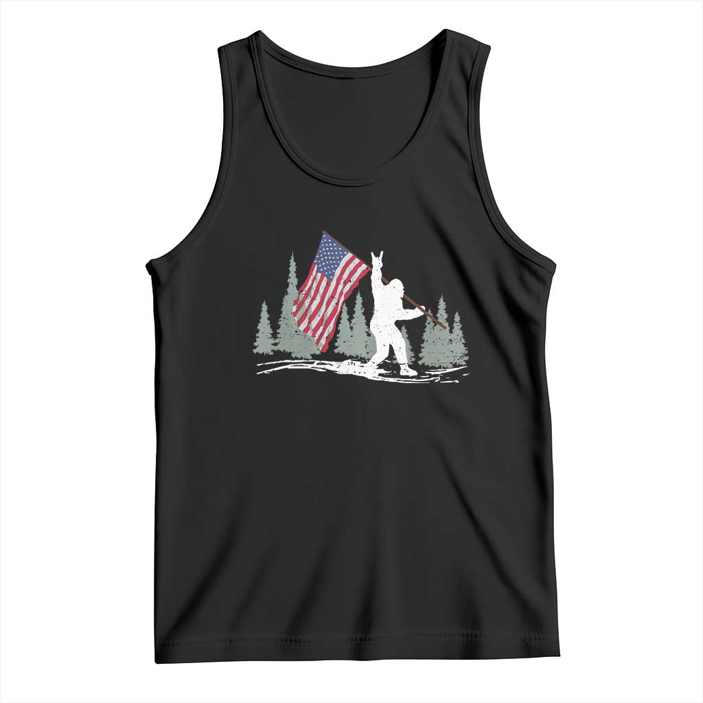Bigfoot Tank Top Sasquatch American Flag Patriotic - Wonder Print Shop