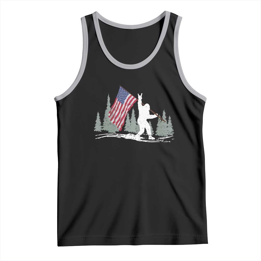 Bigfoot Tank Top Sasquatch American Flag Patriotic - Wonder Print Shop