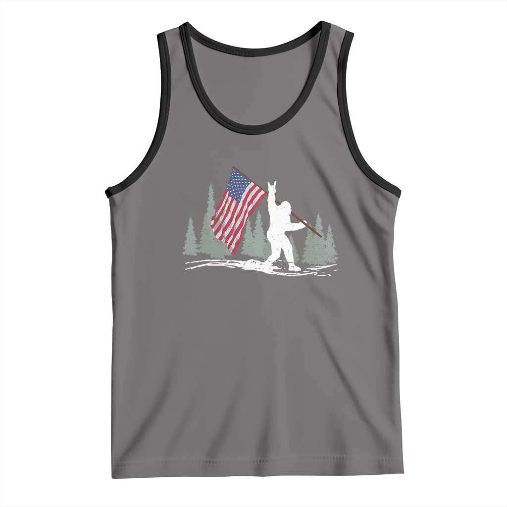 Bigfoot Tank Top Sasquatch American Flag Patriotic - Wonder Print Shop