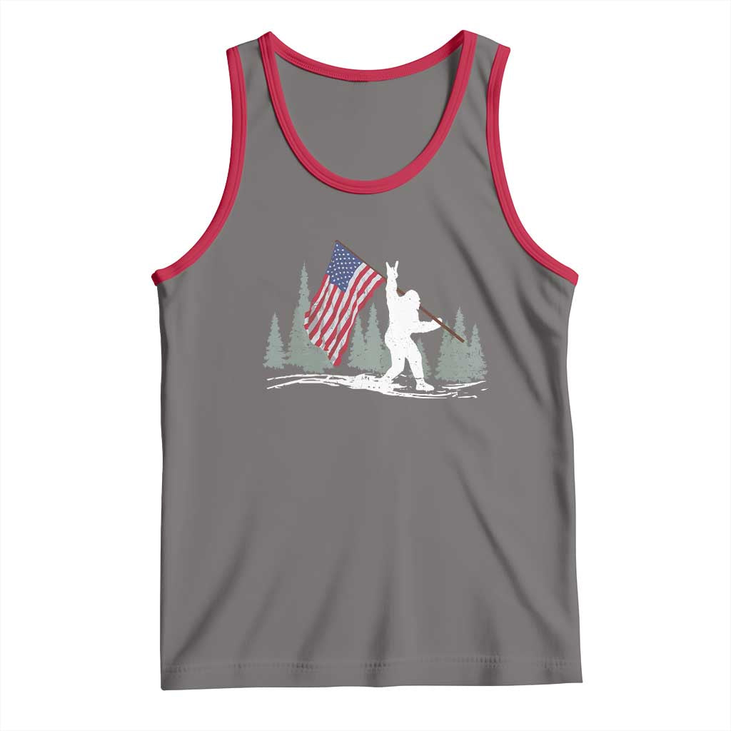 Bigfoot Tank Top Sasquatch American Flag Patriotic - Wonder Print Shop