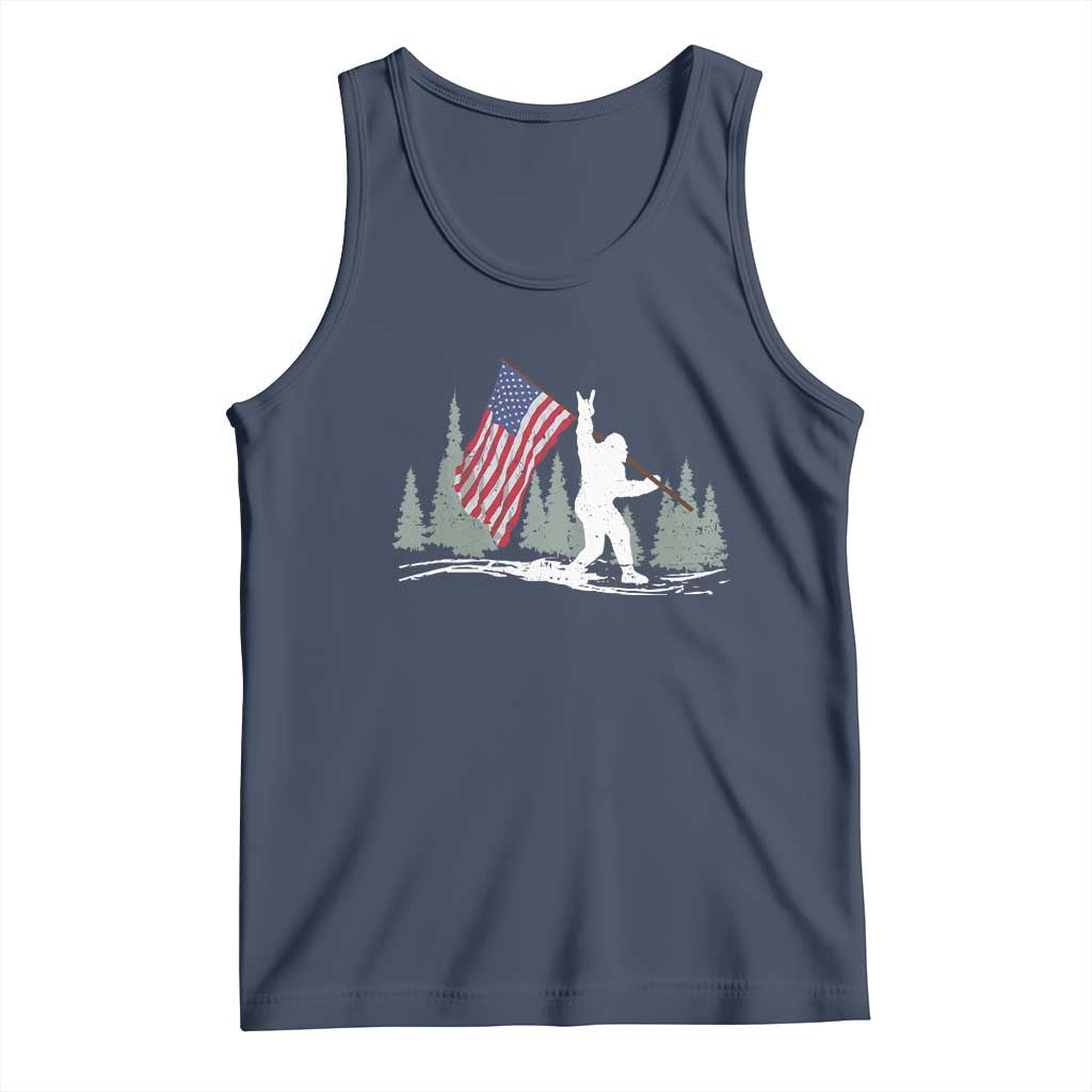 Bigfoot Tank Top Sasquatch American Flag Patriotic - Wonder Print Shop