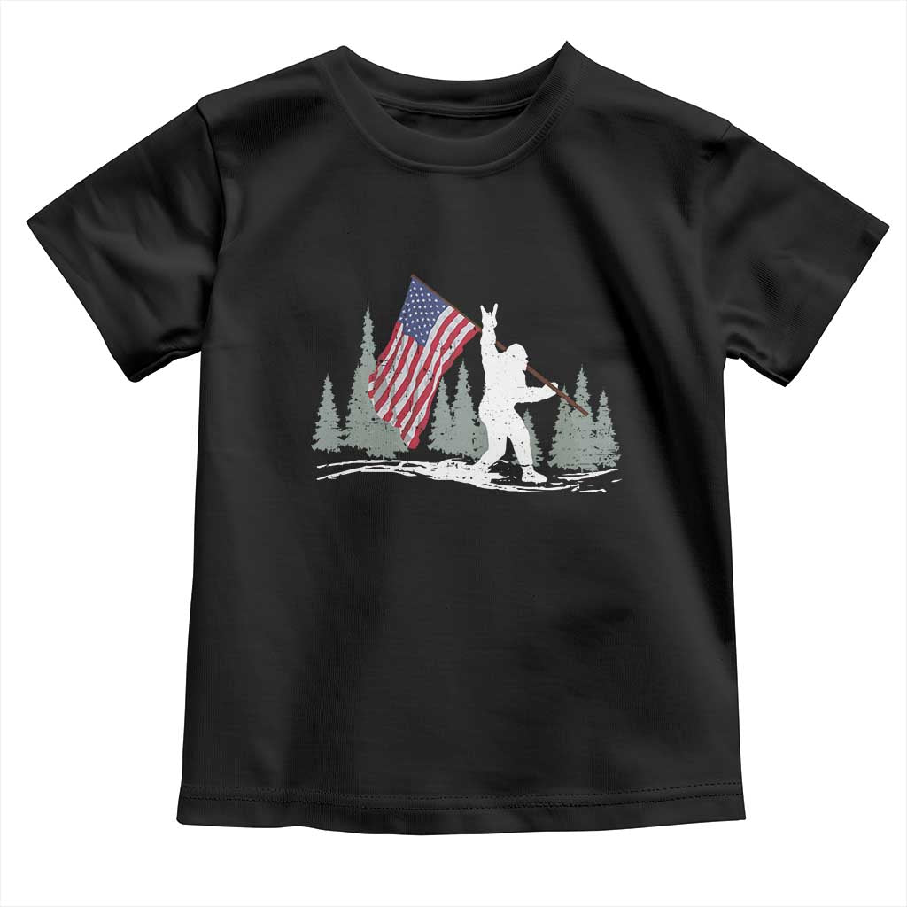 Bigfoot Toddler T Shirt Sasquatch American Flag Patriotic - Wonder Print Shop