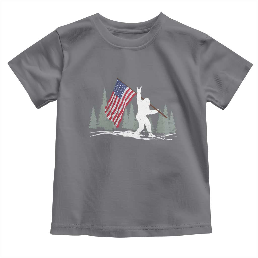 Bigfoot Toddler T Shirt Sasquatch American Flag Patriotic - Wonder Print Shop