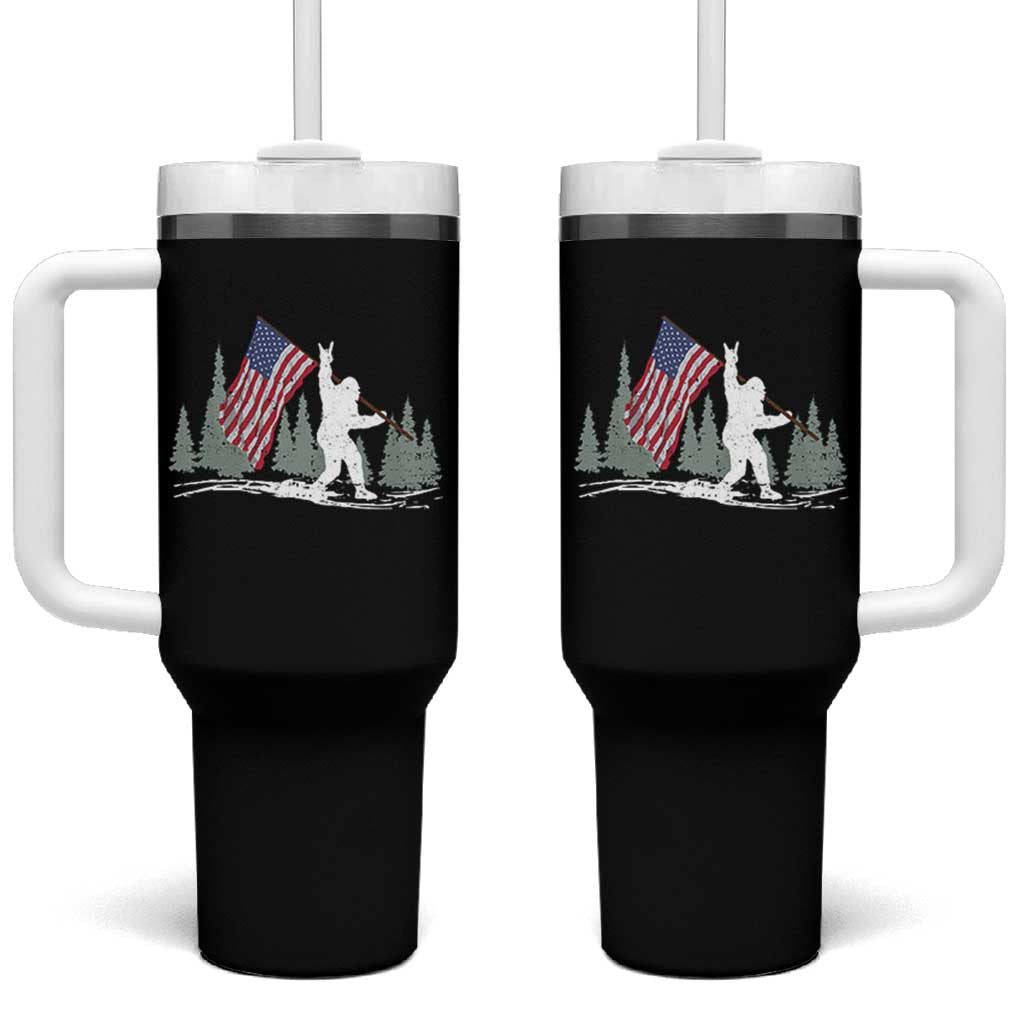 Bigfoot Tumbler With Handle Sasquatch American Flag Patriotic - Wonder Print Shop