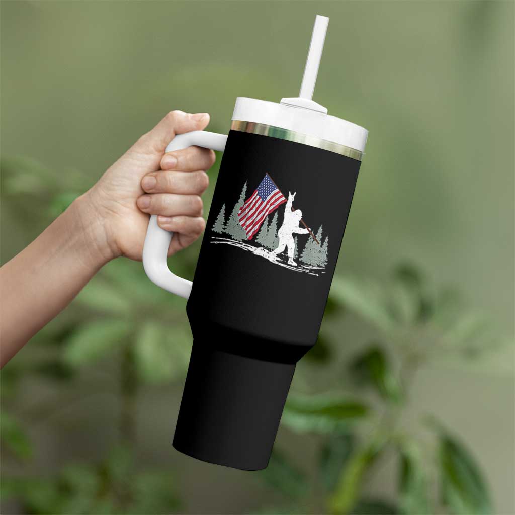 Bigfoot Tumbler With Handle Sasquatch American Flag Patriotic - Wonder Print Shop