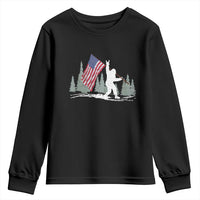 Bigfoot Youth Sweatshirt Sasquatch American Flag Patriotic - Wonder Print Shop
