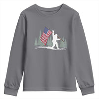 Bigfoot Youth Sweatshirt Sasquatch American Flag Patriotic - Wonder Print Shop