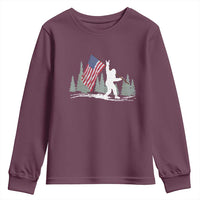 Bigfoot Youth Sweatshirt Sasquatch American Flag Patriotic - Wonder Print Shop