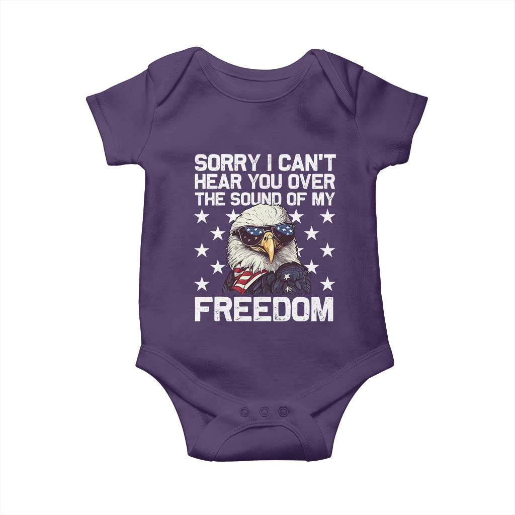 American Flag Eagle Baby Onesie Sorry I Cant Hear You Over The Sound Of My Freedom - Wonder Print Shop
