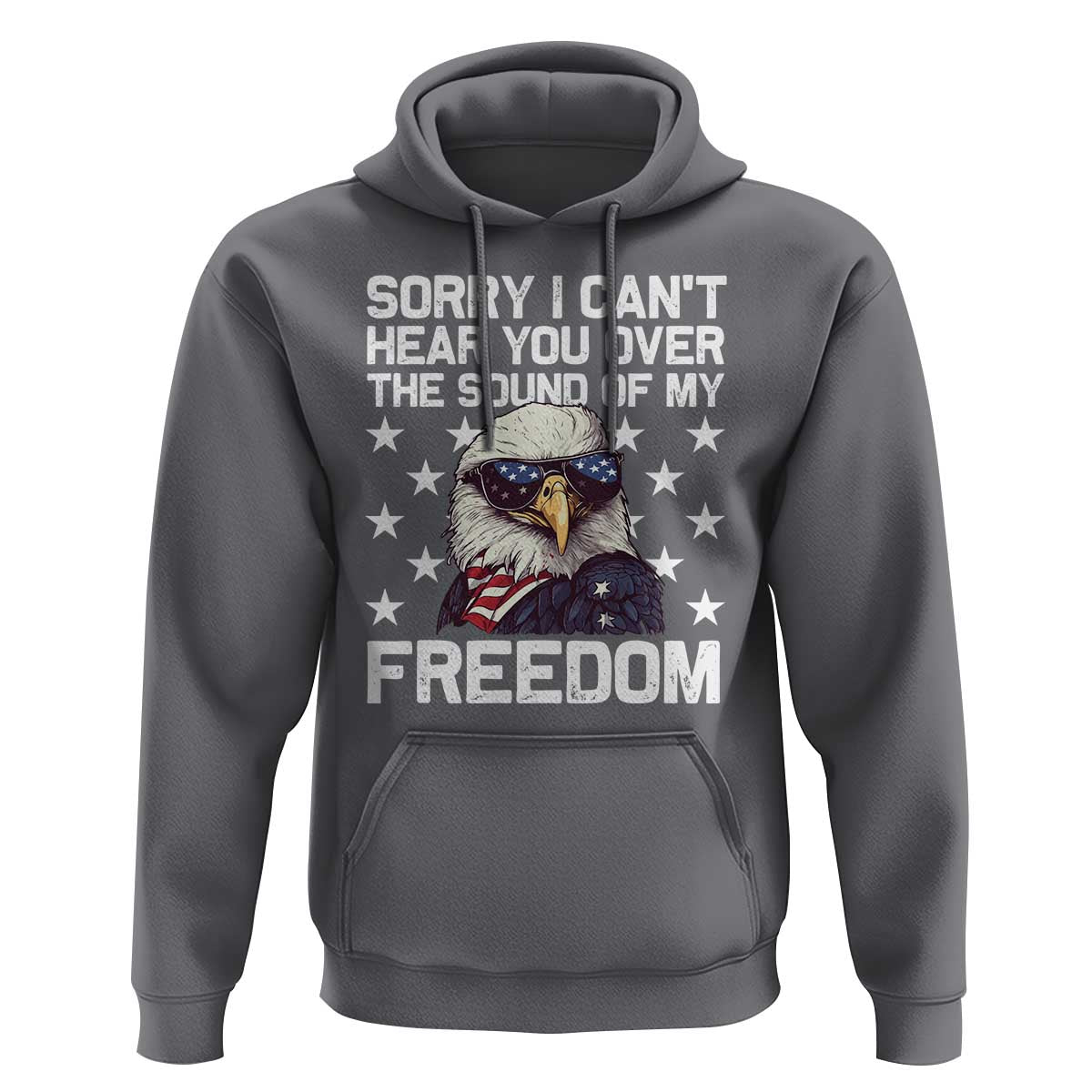 American Flag Eagle Hoodie Sorry I Cant Hear You Over The Sound Of My Freedom - Wonder Print Shop