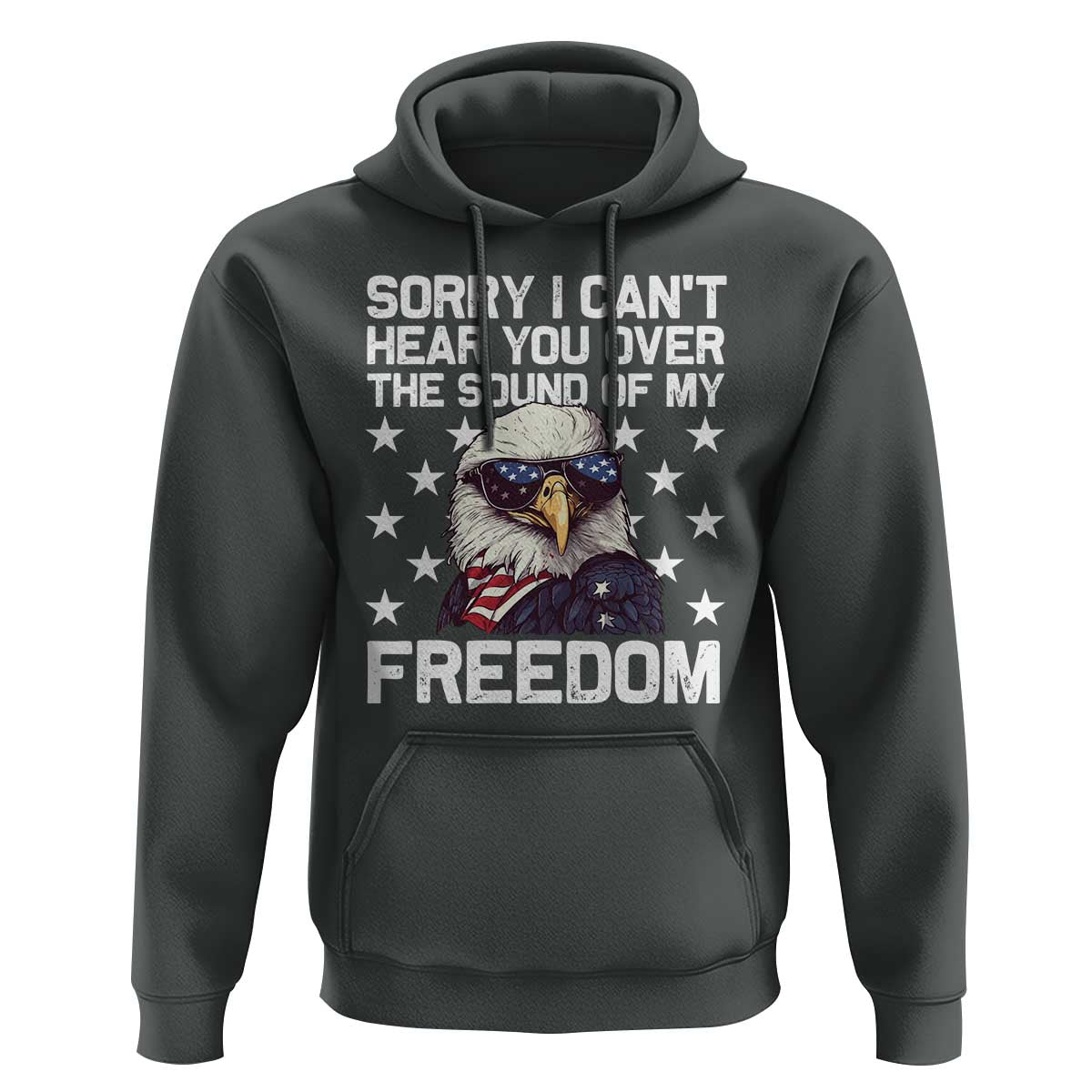 American Flag Eagle Hoodie Sorry I Cant Hear You Over The Sound Of My Freedom - Wonder Print Shop