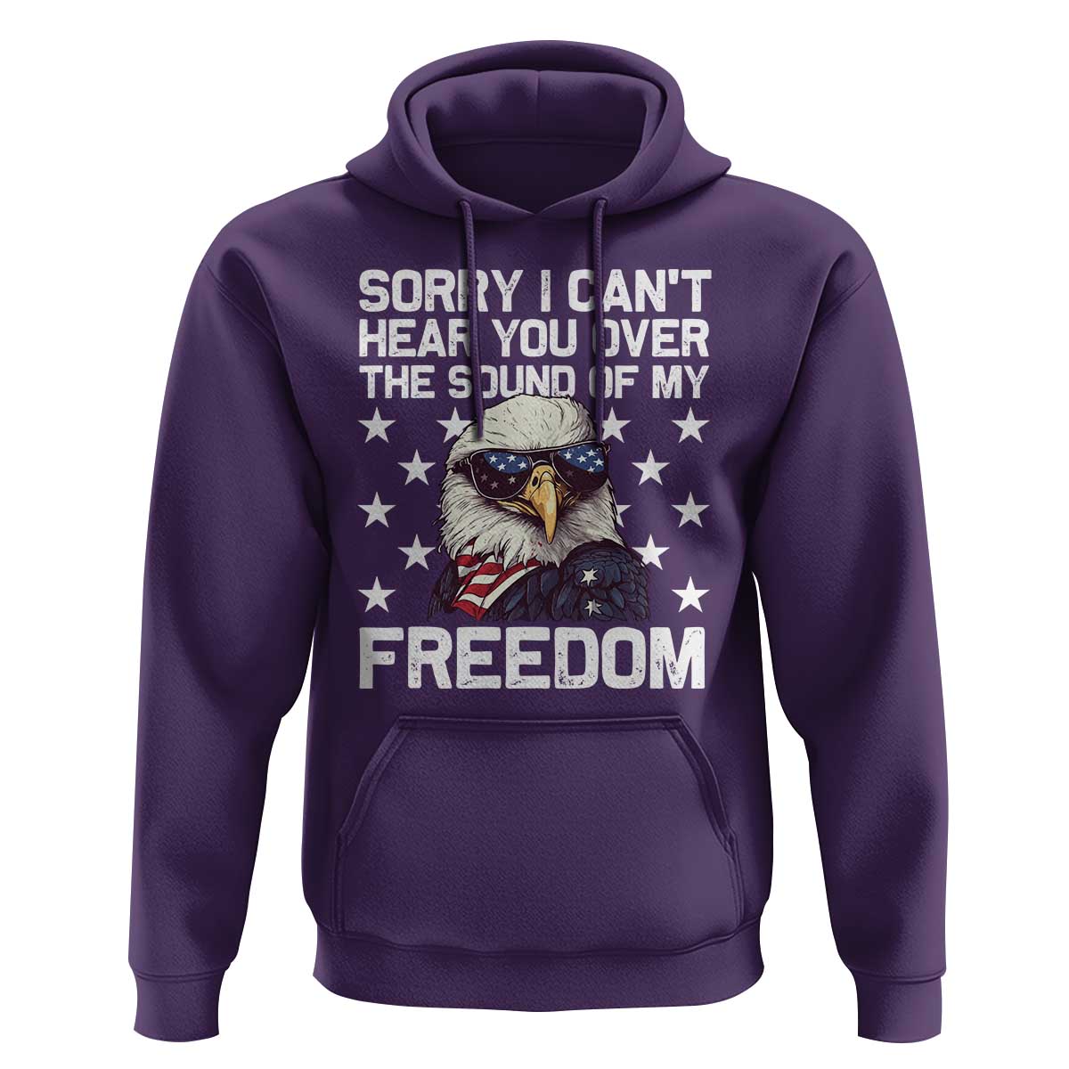 American Flag Eagle Hoodie Sorry I Cant Hear You Over The Sound Of My Freedom - Wonder Print Shop