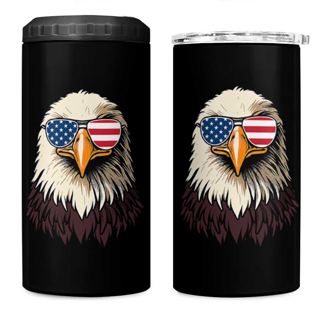 American Flag Patriotic Eagle 4 in 1 Can Cooler Tumbler 4th of July - Wonder Print Shop