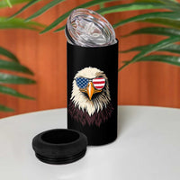 American Flag Patriotic Eagle 4 in 1 Can Cooler Tumbler 4th of July - Wonder Print Shop
