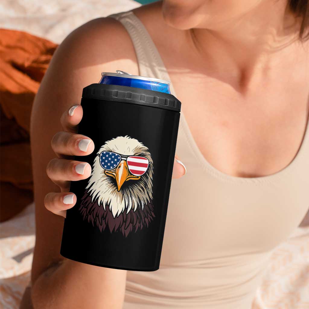 American Flag Patriotic Eagle 4 in 1 Can Cooler Tumbler 4th of July - Wonder Print Shop