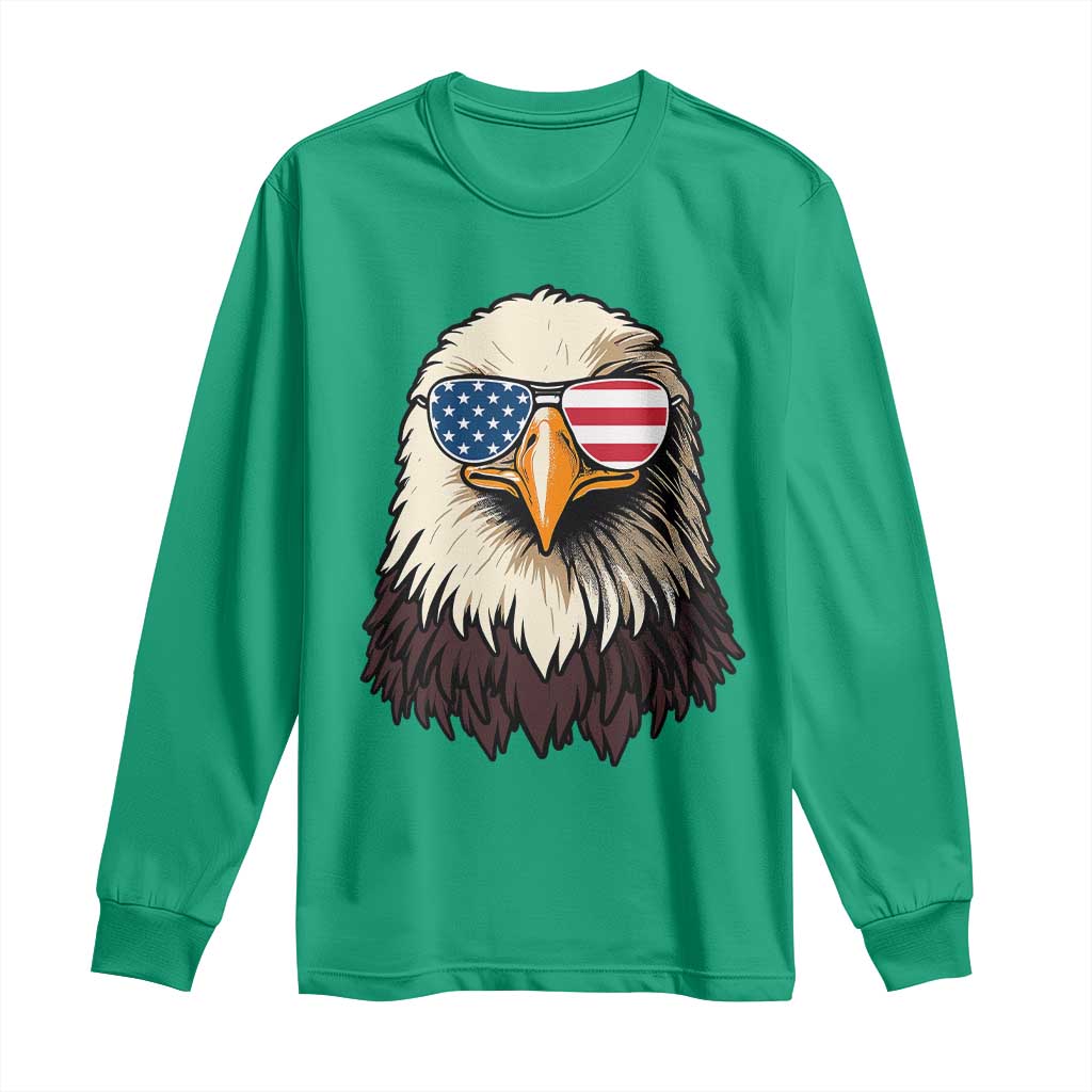 American Flag Patriotic Eagle Long Sleeve Shirt 4th of July - Wonder Print Shop