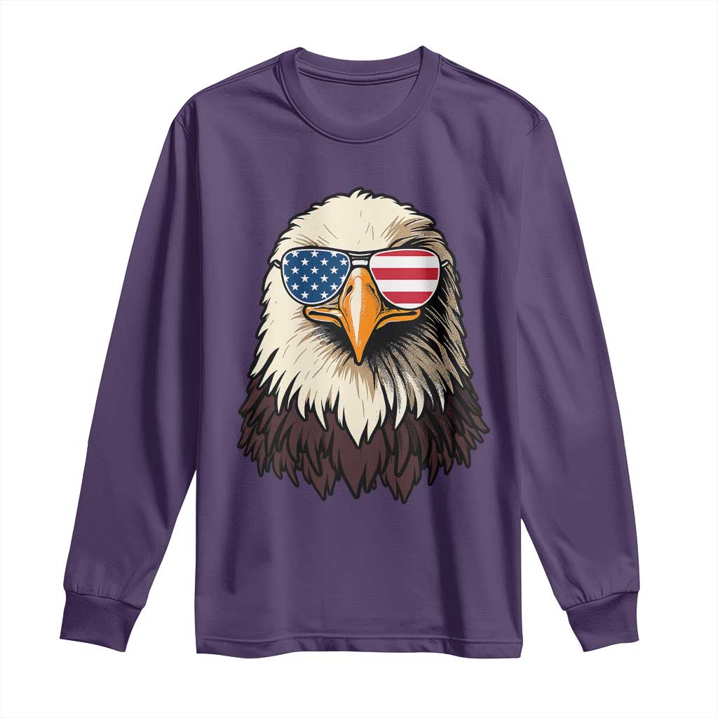 American Flag Patriotic Eagle Long Sleeve Shirt 4th of July - Wonder Print Shop