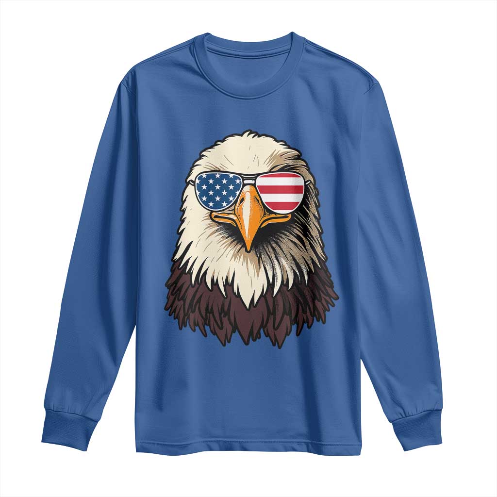 American Flag Patriotic Eagle Long Sleeve Shirt 4th of July - Wonder Print Shop