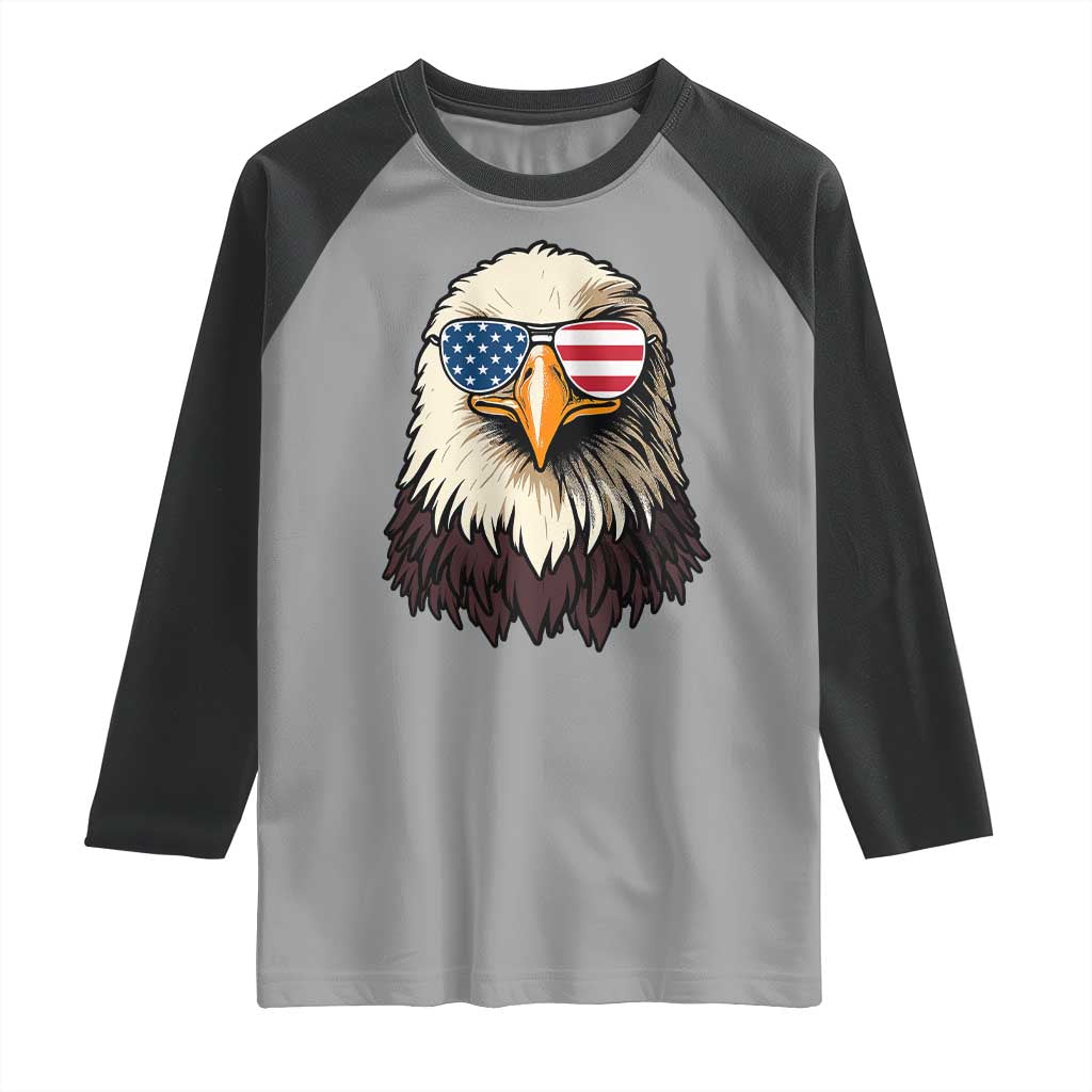 American Flag Patriotic Eagle Raglan Shirt 4th of July - Wonder Print Shop