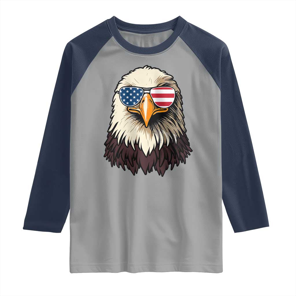 American Flag Patriotic Eagle Raglan Shirt 4th of July - Wonder Print Shop