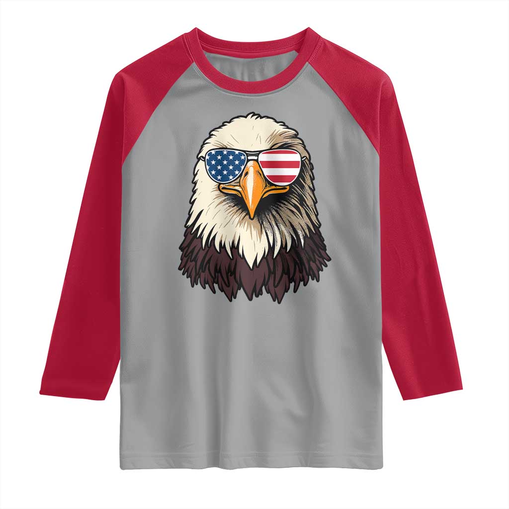 American Flag Patriotic Eagle Raglan Shirt 4th of July - Wonder Print Shop