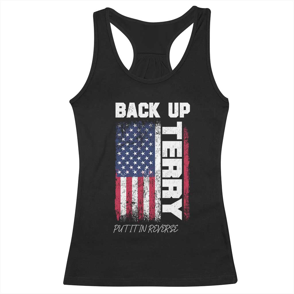 Back It Up Terry Put It In Reverse Racerback Tank Top Funny 4th of July Patriotic American Flag - Wonder Print Shop