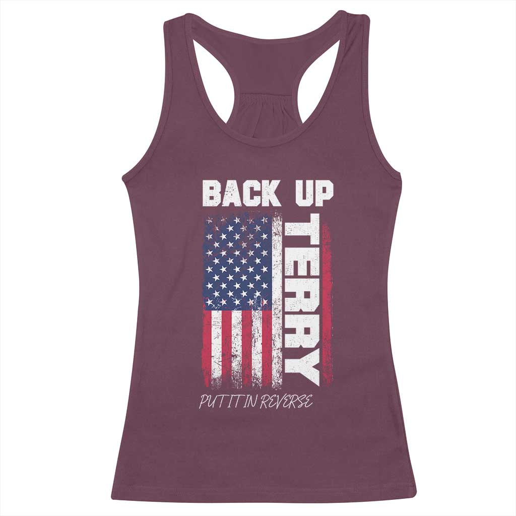 Back It Up Terry Put It In Reverse Racerback Tank Top Funny 4th of July Patriotic American Flag - Wonder Print Shop