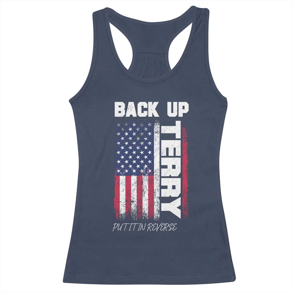 Back It Up Terry Put It In Reverse Racerback Tank Top Funny 4th of July Patriotic American Flag - Wonder Print Shop