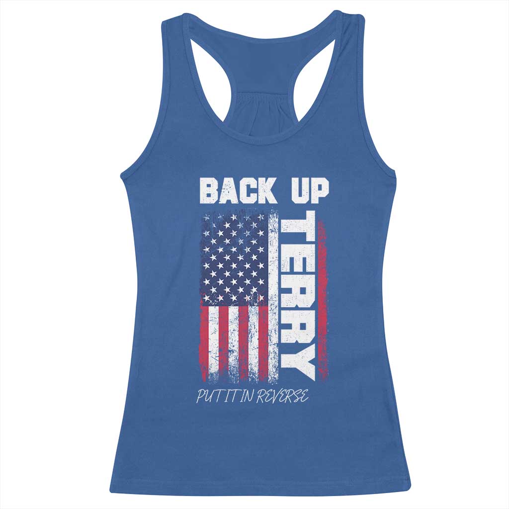 Back It Up Terry Put It In Reverse Racerback Tank Top Funny 4th of July Patriotic American Flag - Wonder Print Shop