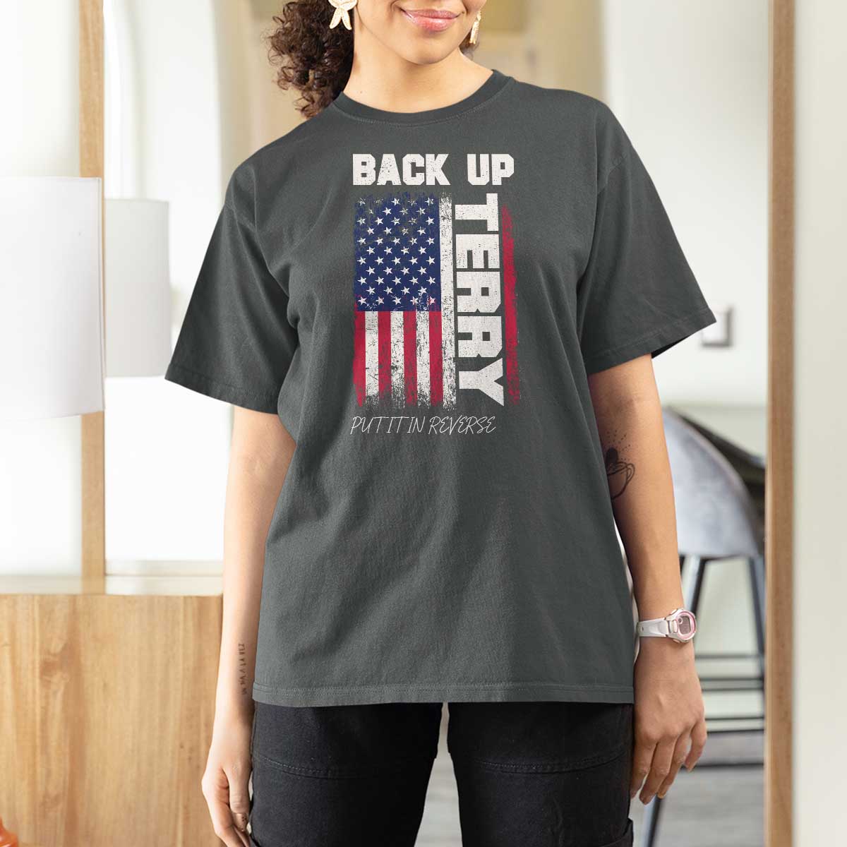 Back It Up Terry Put It In Reverse T Shirt For Women Funny 4th of July Patriotic American Flag - Wonder Print Shop