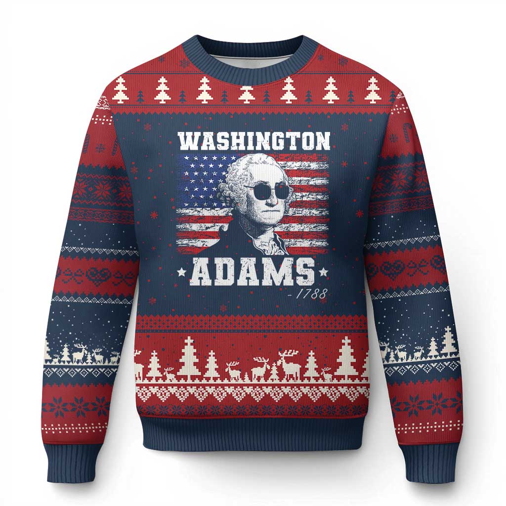 George Washington 1788 Ugly Christmas Sweater Funny 4th of July Retro President Campaign USA Flag - Wonder Print Shop