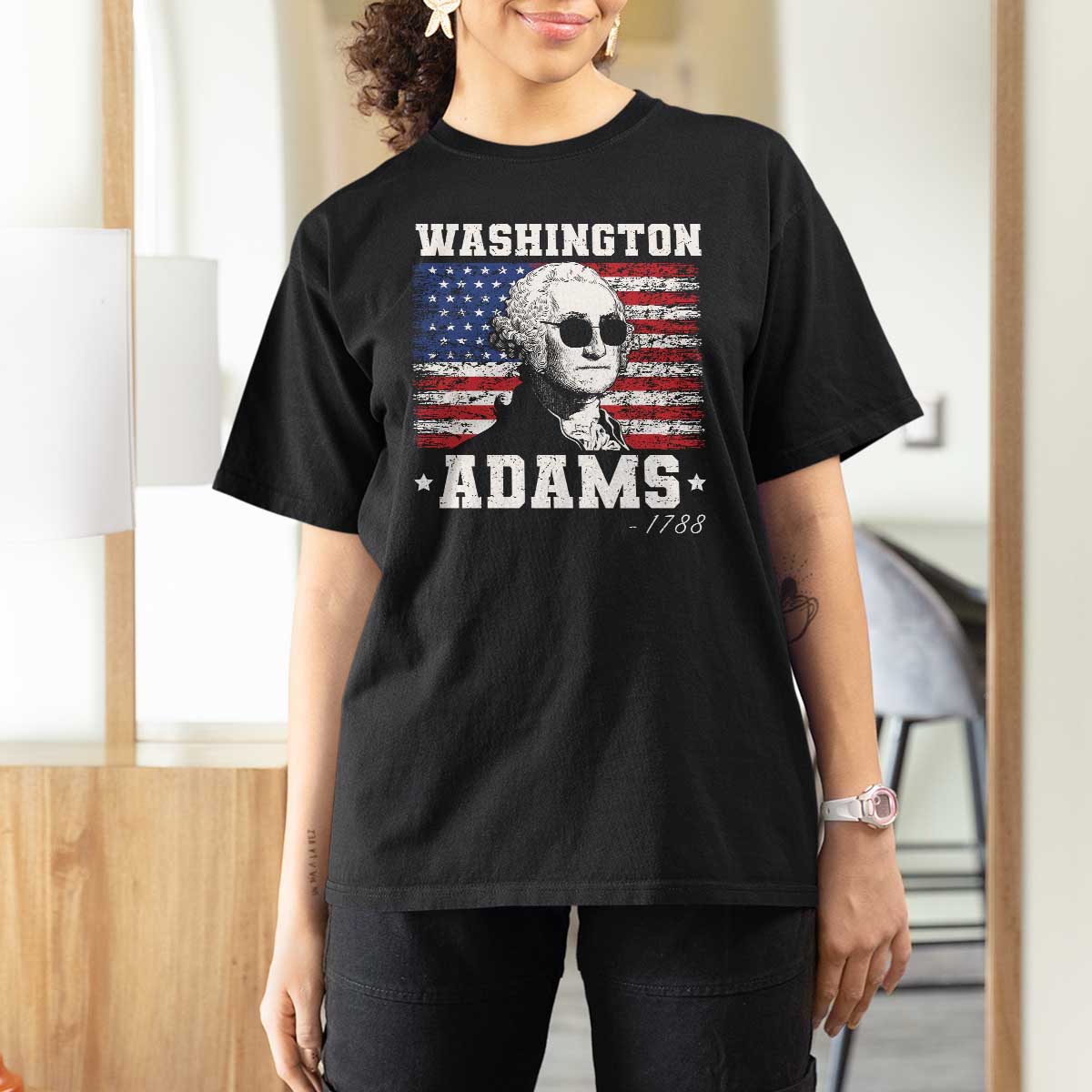 George Washington 1788 T Shirt For Women Funny 4th of July Retro President Campaign USA Flag - Wonder Print Shop