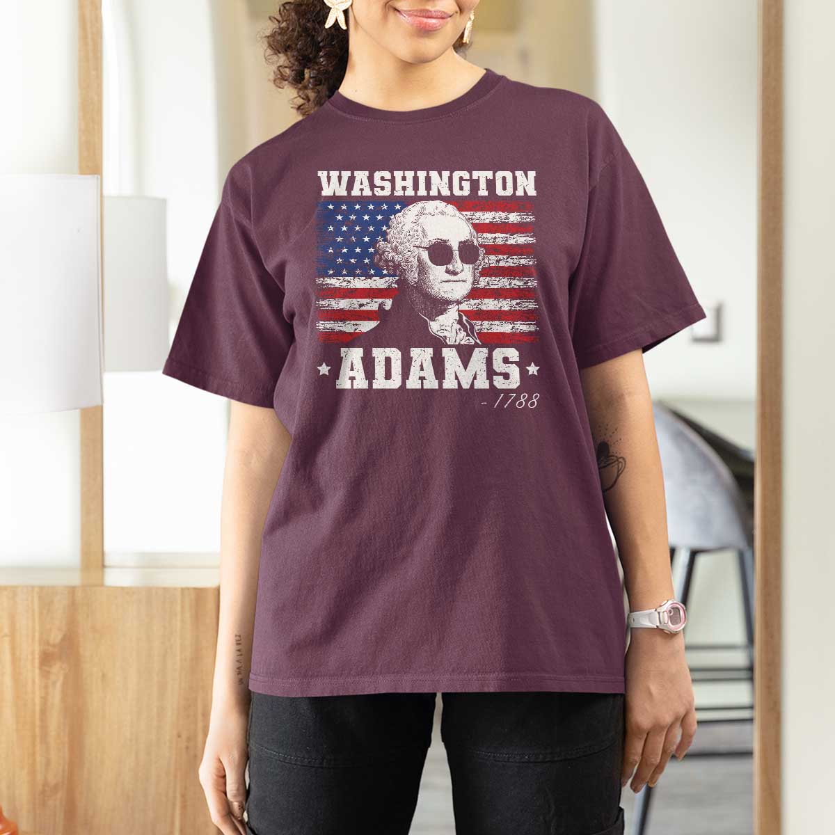 George Washington 1788 T Shirt For Women Funny 4th of July Retro President Campaign USA Flag - Wonder Print Shop