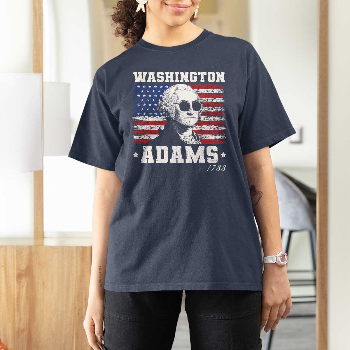 George Washington 1788 T Shirt For Women Funny 4th of July Retro President Campaign USA Flag - Wonder Print Shop